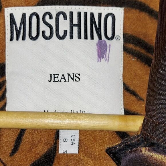 Moschino Metallic Animal Print Lined Trench Coat Sz 6 - Picture 4 of 8